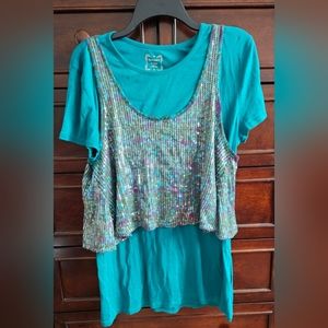 Blue sequin top